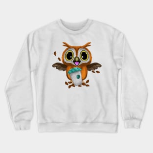 Funny owl and coffee cup Crewneck Sweatshirt